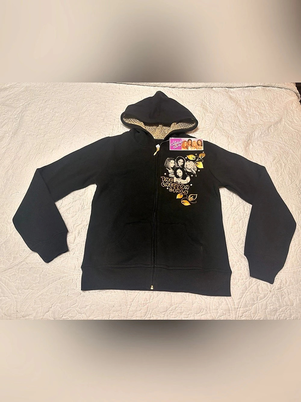 NWT Vintage Y2K The Cheetah Girls Zip Up Hoodie Gold Foil- Size XXL (Girls)